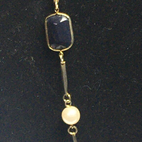 Goldtone, Black Crystal & Pearl Necklace & Bracelet - Picture 4 of 9